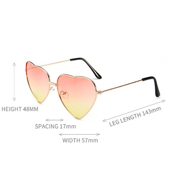 TEMP OUT OF STOCK Heart Shaped UV400 Blue & Pink Sunglasses Gold Metal Rim - Picture 4 of 14